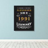 1991パーソナライズされた年30歳生まれヴィンテージ黒 キャンバスプリント (インサイチュ (ウッドフロア))