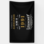 1991パーソナライズされた年30歳生まれヴィンテージ黒 横断幕 (縦)