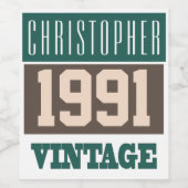 1991年ワインの名前の誕生日ボトルラベル ワインラベル (シングルラベル)
