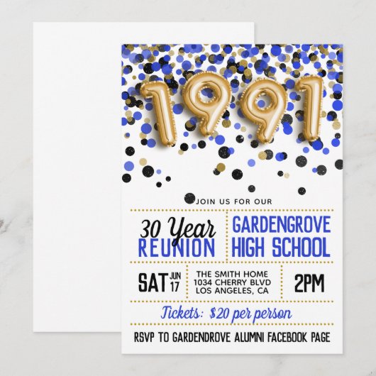 1991年度高校同窓会 招待状 (正面/裏面)