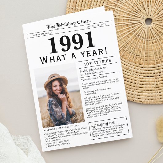 1991年新聞誕生日グリーティングカード シーズンカード