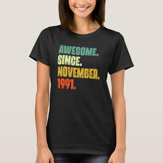 1991年11月素晴らし31日Birから31歳 Tシャツ (正面)