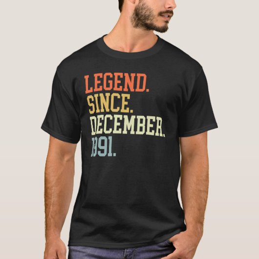 1991年12月以来の伝説男性へ女性12月 Tシャツ (正面)