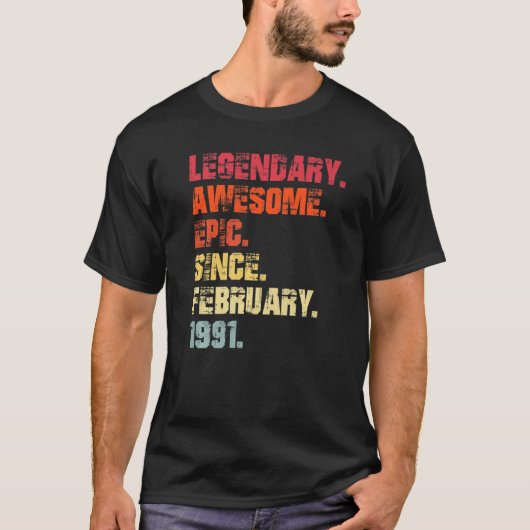 1991年2月素晴らしヴィンテージ以来の伝説的な叙事詩 Tシャツ (正面)