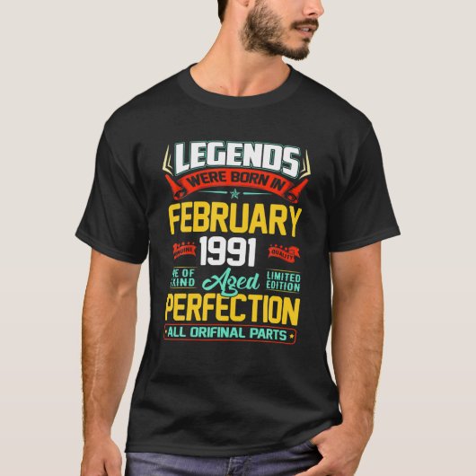 1991年2月31日誕生日ギフト31歳の男性W Tシャツ (正面)