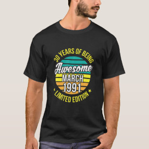 1991年3月素晴らし在籍年数ヴィンテージ30T Tシャツ