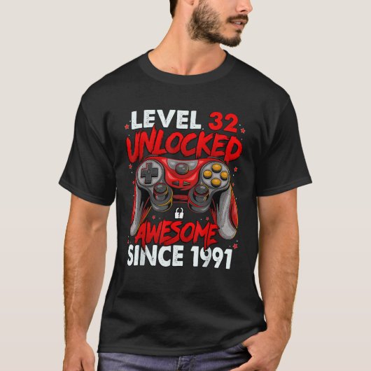1991年32回目の素晴らし誕生日以降のレベル32のロック解除 Tシャツ (正面)