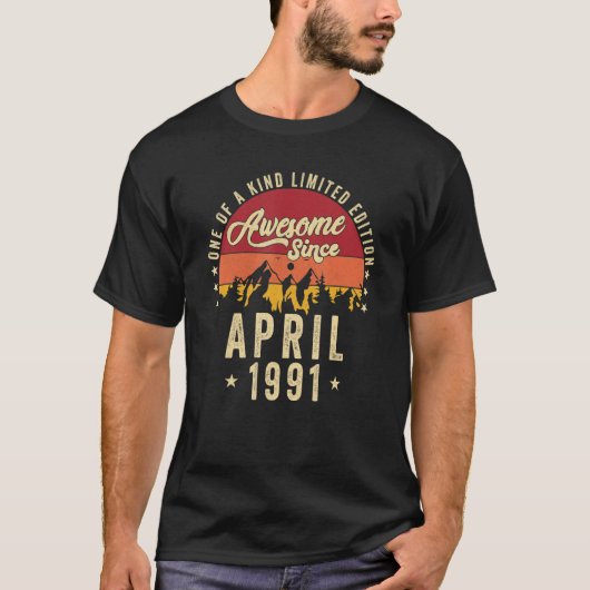1991年4月から素晴らしい  ヴィンテージ31歳の誕生日 Tシャツ (正面)