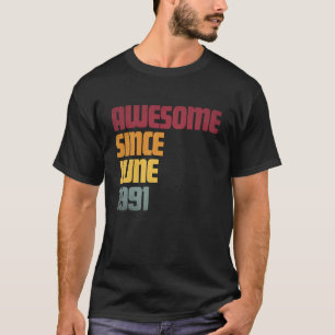 1991年6月生まれ 35歳の誕生日おめでとう - レトロ Tシャツ