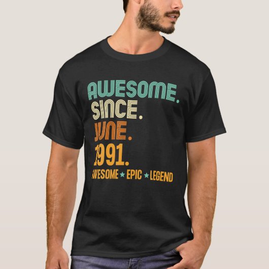1991年6月素晴らし生以来30歳 Tシャツ (正面)