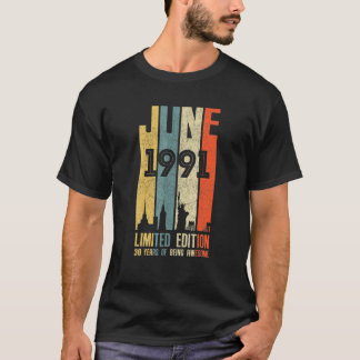 1991年6月30日の誕生日の飾り付け男性女性30 Y Tシャツ