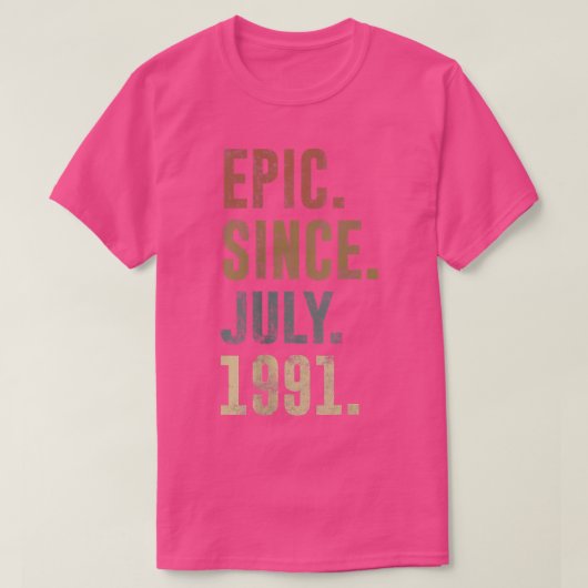 1991年7月から31誕生日ヴィンテージ叙事詩 Tシャツ (デザイン正面)