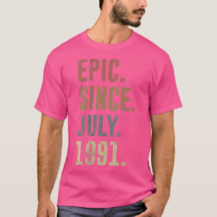 1991年7月から31誕生日ヴィンテージ叙事詩 Tシャツ