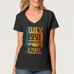 1991年7月素晴らしVin以来31番目の誕生日 Tシャツ