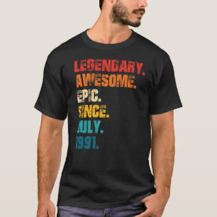 1991年7素晴らし月以来の伝説的エピックレトロスタイル Tシャツ