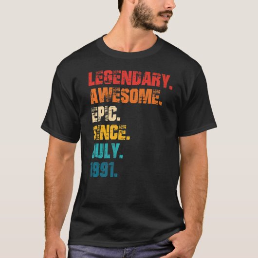 1991年7素晴らし月以来の伝説的エピックレトロスタイル Tシャツ (正面)