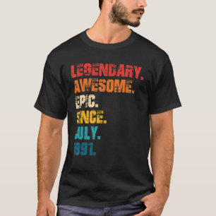 1991年7素晴らし月以来の伝説的エピックレトロスタイル Tシャツ
