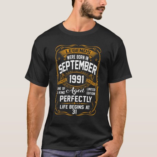 1991年9月31日誕生日31歳男集 Tシャツ (正面)