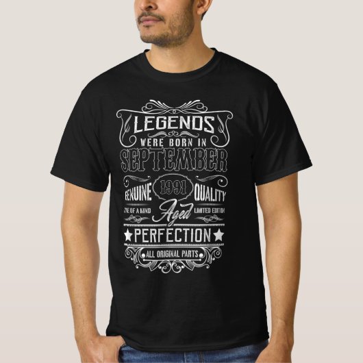 1991年9生まれ月に伝説があった全オリジナルP Tシャツ (正面)