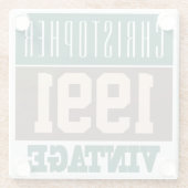 1991生まれ年にクリスチャンの名前を冠して ガラスコースター (裏面)