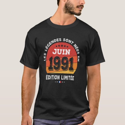 1991生まれ年6月のレジェンド31誕生日31年 Tシャツ (正面)
