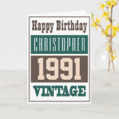 1991生まれ年、誕生日にクリスチャンの名前で カード (黄色い花)