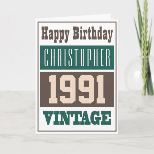 1991生まれ年、誕生日にクリスチャンの名前で カード
