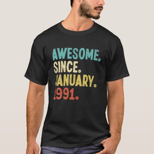 1991素晴らし年1月31日誕生日31年 Tシャツ (正面)