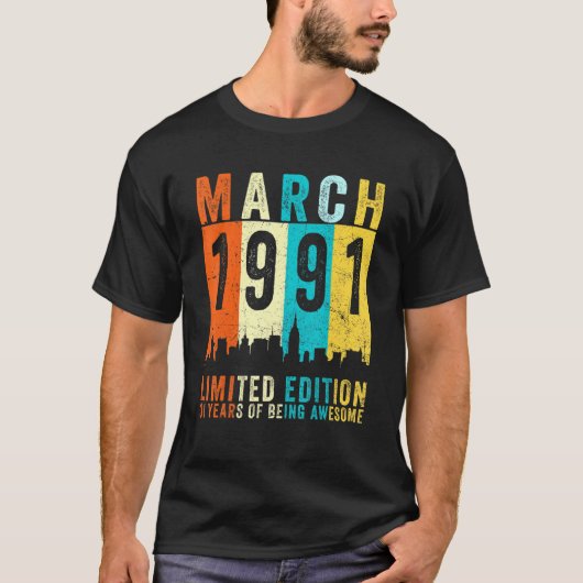 1991素晴らし年3月以来31番目の誕生日ヴィンテージRet Tシャツ (正面)