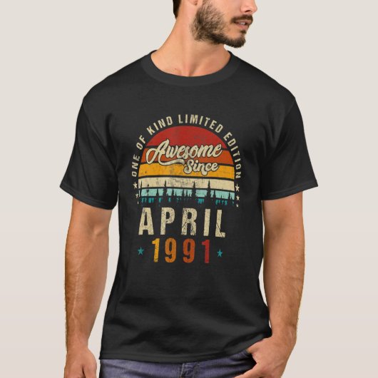 1991素晴らし年4月以来ヴィンテージ31誕生日 Tシャツ (正面)