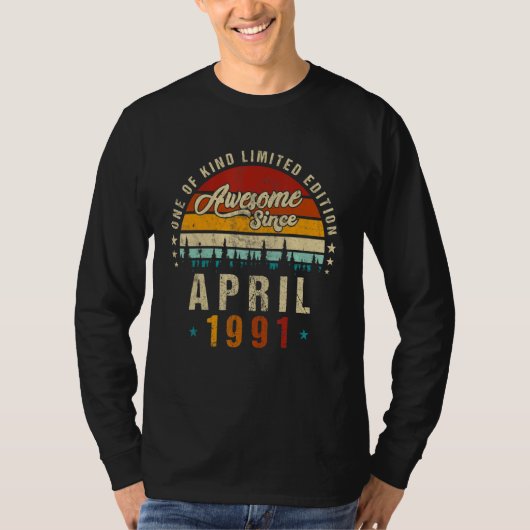 1991素晴らし年4月以来ヴィンテージ31誕生日 Tシャツ (正面)