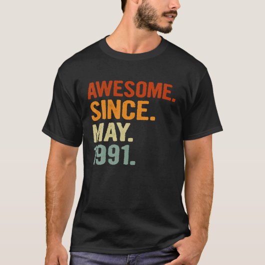 1991素晴らし年5月レトロ30歳30歳Bir Tシャツ (正面)