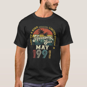 1991素晴らし年5月以来ヴィンテージ31番目の誕生日ギフト Tシャツ