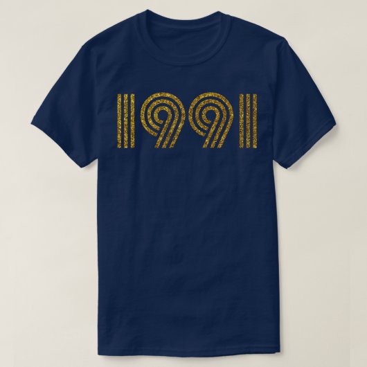 1991誕生年グリッター効果 Tシャツ (デザイン正面)