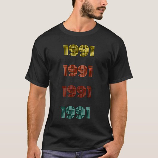 1991 レトロ 年代 タイポグラフィ Tシャツ (正面)