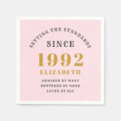 1992年の30歳の誕生日エレガント金ゴールド スタンダードカクテルナプキン (正面)