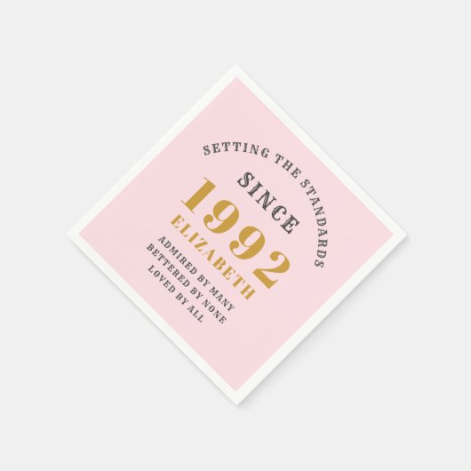 1992年の30歳の誕生日エレガント金ゴールド スタンダードカクテルナプキン (角)