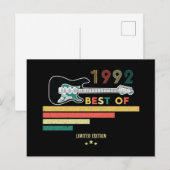 1992年の30歳の誕生日ヴィンテージ・最高のギター愛好家 インビテーションポストカード (正面/裏面)