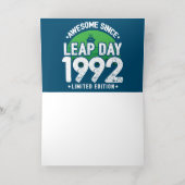 1992年素晴らし閏年日以後2月29誕生日 箔グリーティングカード (内側レイダウン)