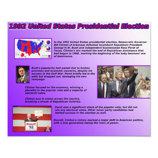 1992年統一された州大統領の選挙 フォトプリント            (正面)