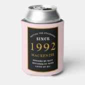 1992年誕生日30回目の名前ブラックエレガント金ゴールドピンク 缶クーラー (缶裏面)