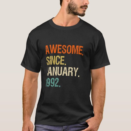 1992年1月以素晴らし降30歳 Tシャツ (正面)