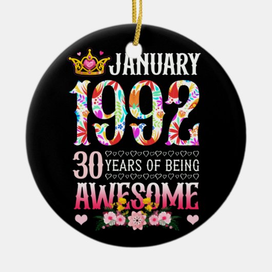 1992年1月30日誕生日30年素晴らしフローラ セラミックオーナメント (正面)