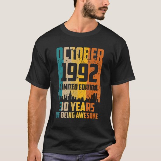 1992年10月から30歳素晴らしの誕生日 Tシャツ (正面)