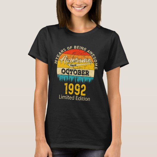 1992年10素晴らし月30誕生以来30歳 Tシャツ (正面)