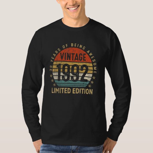 1992年30歳生まれヴィンテージ30歳Ret Tシャツ (正面)