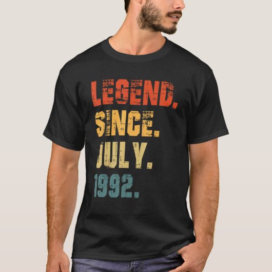 1992年7月以来30歳の誕生日 Tシャツ (正面)