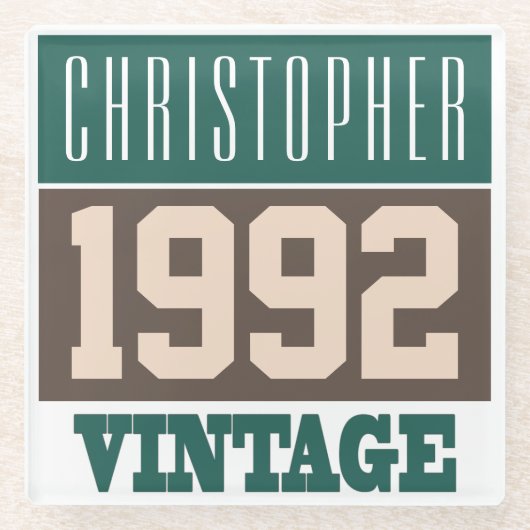 1992生まれ年にクリスチャンの名前を持つ ガラスコースター (正面)