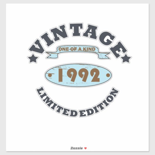 1992生まれ年のヴィンテージ誕生日ギフト シール (シート)