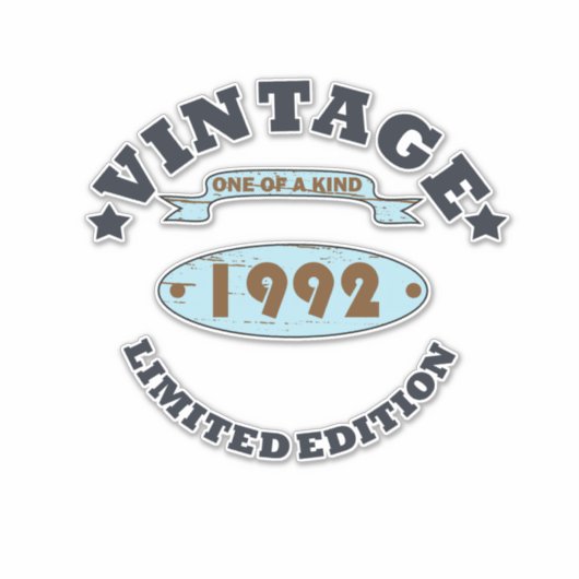 1992生まれ年のヴィンテージ誕生日ギフト シール (正面)